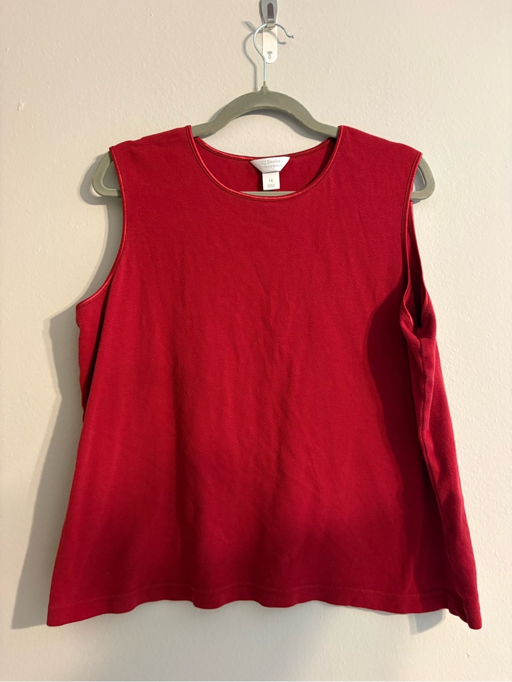 CJ Banks Red Satin Trim Plus Size Scoop Neck Tank Top